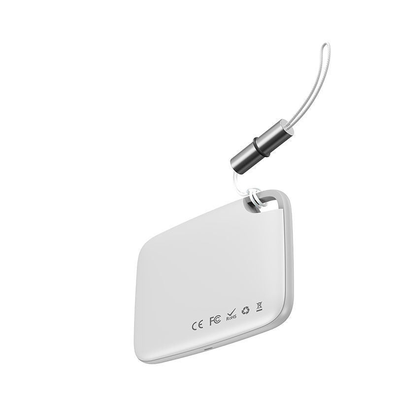 White Bluetooth smart locator tag for keys, backpacks, wallets and travel bags.